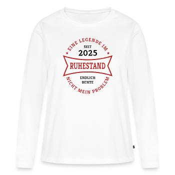 Retraite 2025 Enfin un cadeau de retraite pour les retraités - T-shirt manches longues Premium bio Femme - blanc - Devant - Julia (174cm)