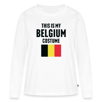 C’est mon costume de Belgique - T-shirt manches longues Premium bio Femme - blanc - Devant - Julia (174cm)