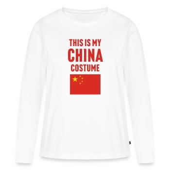 C’est mon costume en Chine - T-shirt manches longues Premium bio Femme - blanc - Devant - Julia (174cm)