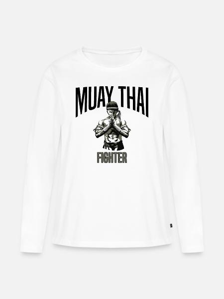 MUAY THAI - Frauen Premium Bio Langarmshirt - Weiß