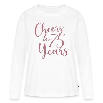 Vive les 75 ans du 75e anniversaire - T-shirt manches longues Premium bio Femme - blanc - Devant - Julia (174cm)