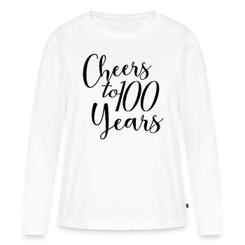 Vive le 100e anniversaire de 100 ans - T-shirt manches longues Premium bio Femme - blanc - Devant - Julia (174cm)