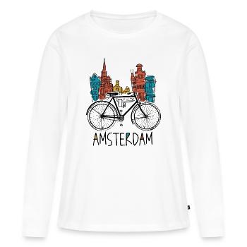Amsterdam - T-shirt manches longues Premium bio Femme - blanc - Devant - Julia (174cm)