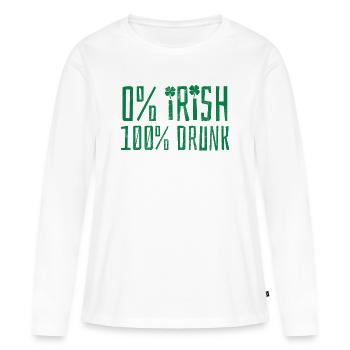 St. Patricks Day - 0% Irisch 100% Betrunken - Frauen Premium Bio Langarmshirt - Weiß - Vorne - Julia (174cm)