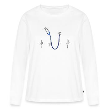 EKG Heartbeat Heartbeat Stethoscope Stethoscope B - Women's Premium Organic Long Sleeve Shirt - white - Front - Julia (174cm)
