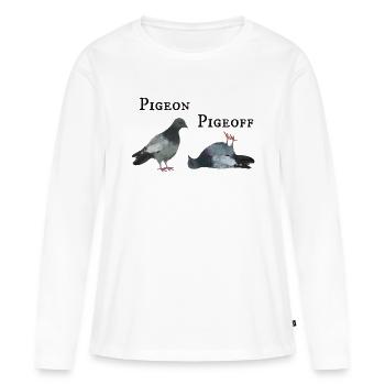 Pigeon sur et en dehors - T-shirt manches longues Premium bio Femme - blanc - Devant - Julia (174cm)