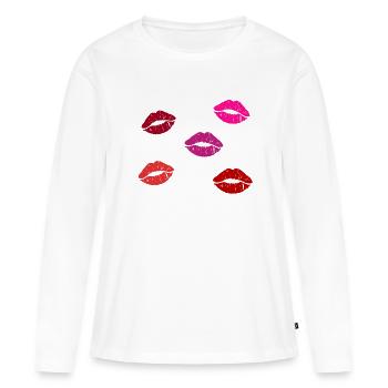 Beaucoup de lèvres - T-shirt manches longues Premium bio Femme - blanc - Devant - Julia (174cm)