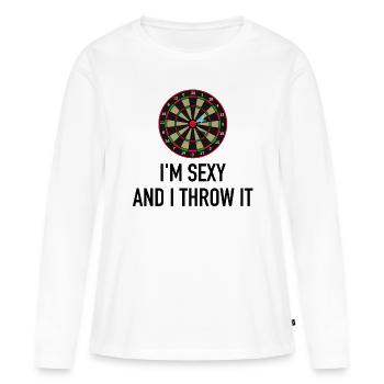 Dart je suis sexy et je le jette - T-shirt manches longues Premium bio Femme - blanc - Devant - Julia (174cm)