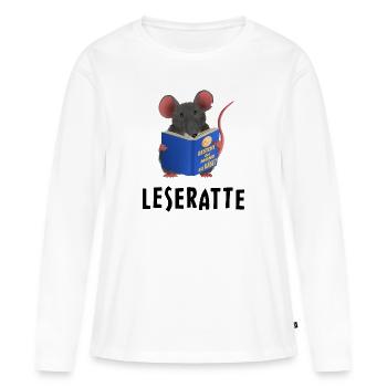 Leseratte / Bücherwurm - Frauen Premium Bio Langarmshirt - Weiß - Vorne - Julia (174cm)