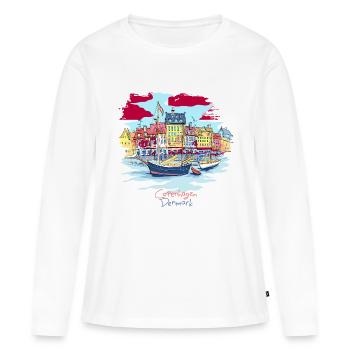 Danemark Copenhague T-shirt Danois Danois - T-shirt manches longues Premium bio Femme - blanc - Devant - Julia (174cm)