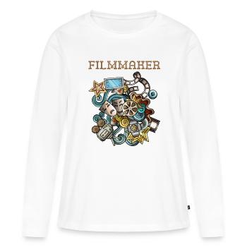 Cinéaste - Cinéastes et vidéastes drôles - T-shirt manches longues Premium bio Femme - blanc - Devant - Julia (174cm)