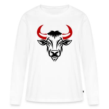 Tête de taureau Taureau - T-shirt manches longues Premium bio Femme - blanc - Devant - Julia (174cm)