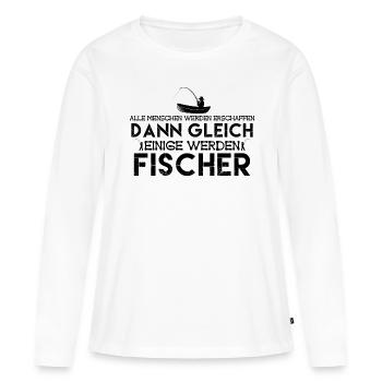 Fischer | werden fischer. fischer - Frauen Premium Bio Langarmshirt - Weiß - Vorne - Julia (174cm)