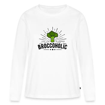 Végétarien végétalien - Broccoholic - T-shirt manches longues Premium bio Femme - blanc - Devant - Julia (174cm)