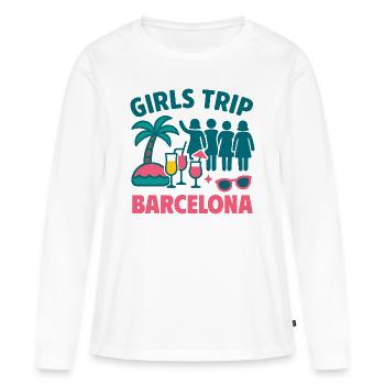 Voyage entre filles Barcelone Fête - T-shirt manches longues Premium bio Femme - blanc - Devant - Julia (174cm)