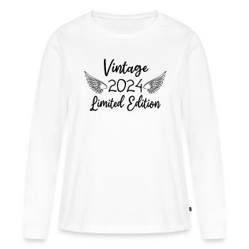 Anniversaire 2024 né en 2024 meilleure année 2024 - T-shirt manches longues Premium bio Femme - blanc - Devant - Julia (174cm)