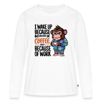 Café du matin matin chimpanzé avec café - T-shirt manches longues Premium bio Femme - blanc - Devant - Julia (174cm)