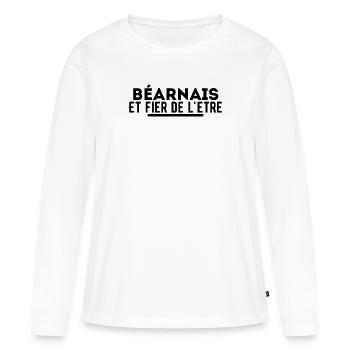Béarnais et fier de l'être. t shirt béarnais bearn - T-shirt manches longues Premium bio Femme - blanc - Devant - Julia (174cm)