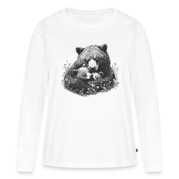 RETRO Mama Bär mit Bärenbaby Geschenk Muttertag - Frauen Premium Bio Langarmshirt - Weiß - Vorne - Julia (174cm)