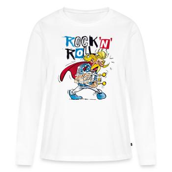 Asterix & Obelix - Troubadix Rock'n' Roll Tee shir - T-shirt manches longues Premium bio Femme - blanc - Devant - Julia (174cm)