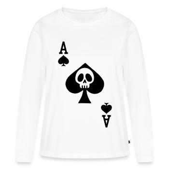 crâne et as de pique - T-shirt manches longues Premium bio Femme - blanc - Devant - Julia (174cm)