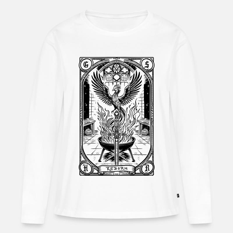 Die Wiedergeburt des Tarot-Phönix - Frauen Premium Bio Langarmshirt - Weiß