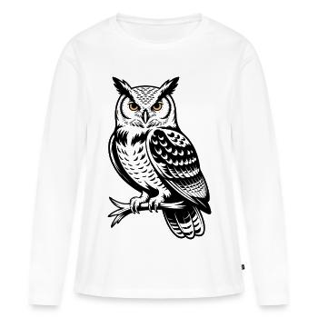 Hibou mystique - T-shirt manches longues Premium bio Femme - blanc - Devant - Julia (174cm)