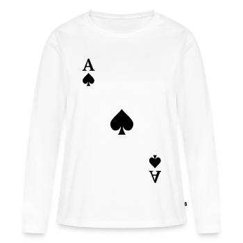 Contraste de cartes à jouer - As de pique - T-shirt manches longues Premium bio Femme - blanc - Devant - Julia (174cm)