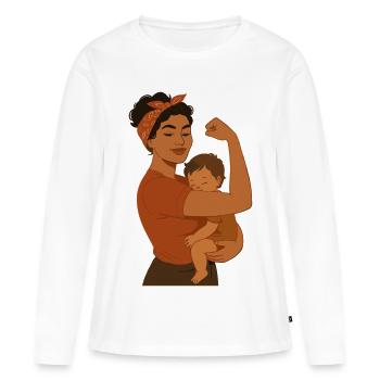 Proud Mama Design – Mère et Enfant - T-shirt manches longues Premium bio Femme - blanc - Devant - Julia (174cm)
