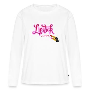 Rouge à lèvres amoureux - T-shirt manches longues Premium bio Femme - blanc - Devant - Julia (174cm)
