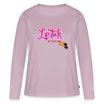 Rouge à lèvres amoureux - T-shirt manches longues Premium bio Femme - rose poudré - Devant - Julia (174cm)