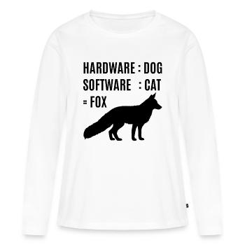 Fuchs Hardware Hund Software Katze - Frauen Premium Bio Langarmshirt - Weiß - Vorne - Julia (174cm)