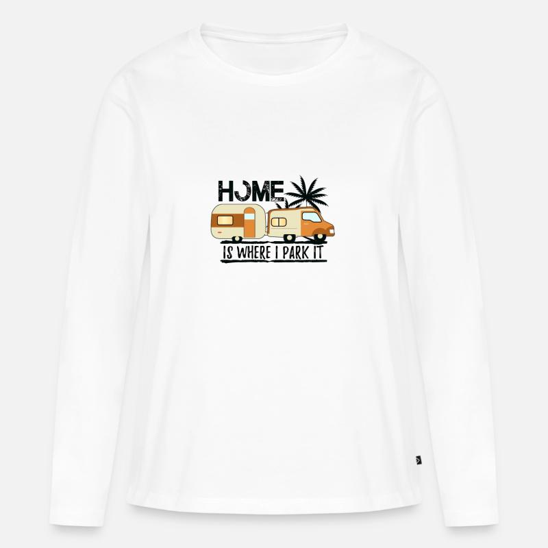 Wohnwagen - Frauen Premium Bio Langarmshirt - Weiß