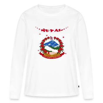 Nepal - Frauen Premium Bio Langarmshirt - Weiß - Vorne - Julia (174cm)