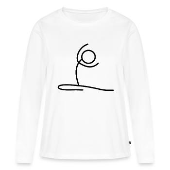 Exercices de yoga - T-shirt manches longues Premium bio Femme - blanc - Devant - Julia (174cm)