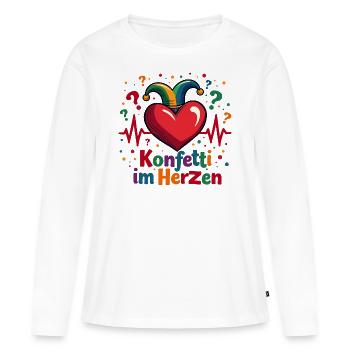 Herzschlag Konfetti Im Herzen EKG Karneval - Frauen Premium Bio Langarmshirt - Weiß - Vorne - Julia (174cm)