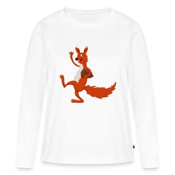 Eichhörnchen mit Eichel - Frauen Premium Bio Langarmshirt - Weiß - Vorne - Julia (174cm)