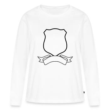 Badge and scroll - Women's Premium Organic Long Sleeve Shirt - white - Front - Julia (174cm)