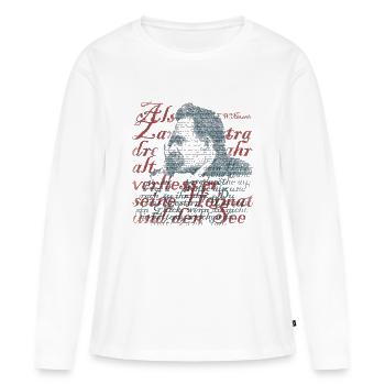 FW Nietzsche Typographie - T-shirt manches longues Premium bio Femme - blanc - Devant - Julia (174cm)