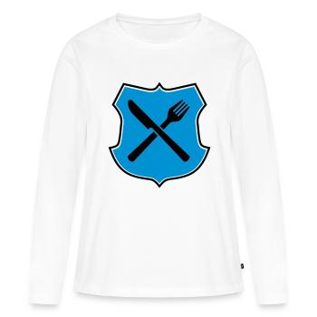Essen - Frauen Premium Bio Langarmshirt - Weiß - Vorne - Julia (174cm)