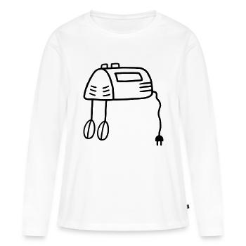 Mixer / Agitateur avec bouchon - T-shirt manches longues Premium bio Femme - blanc - Devant - Julia (174cm)