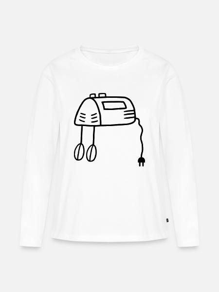 Mixer / Quirl mit Stecker - Frauen Premium Bio Langarmshirt - Weiß