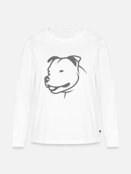 Staffbull HEAD 1c_4light - Frauen Premium Bio Langarmshirt - Weiß