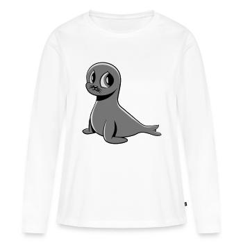 seehund süss - Frauen Premium Bio Langarmshirt - Weiß - Vorne - Julia (174cm)