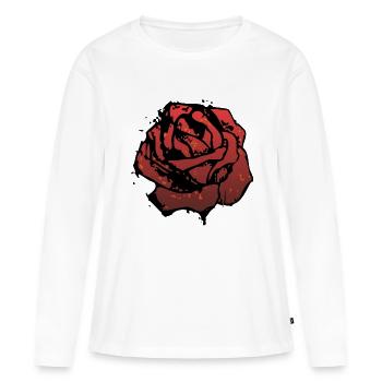 rose fleur - T-shirt manches longues Premium bio Femme - blanc - Devant - Julia (174cm)