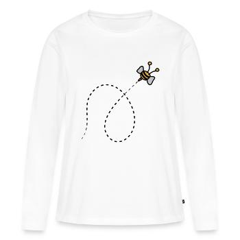 Abeille en pointillés - T-shirt manches longues Premium bio Femme - blanc - Devant - Julia (174cm)