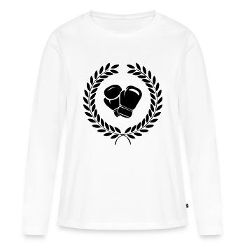 Boxe - T-shirt manches longues Premium bio Femme - blanc - Devant - Julia (174cm)