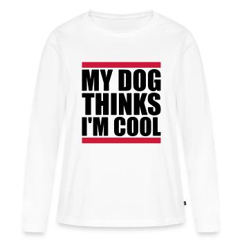 Le chien pense dans la fraîcheur - T-shirt manches longues Premium bio Femme - blanc - Devant - Julia (174cm)