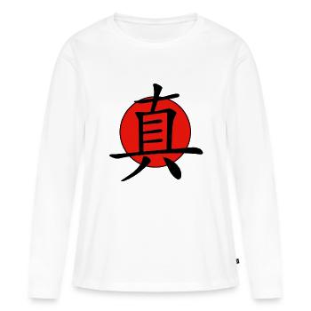 Caractère chinois, réel - T-shirt manches longues Premium bio Femme - blanc - Devant - Julia (174cm)
