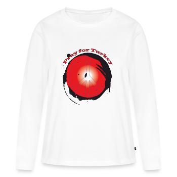 Priez pour la Turquie - T-shirt manches longues Premium bio Femme - blanc - Devant - Julia (174cm)